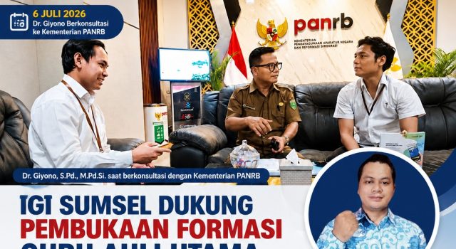 Ketua IGI Sumsel Dukung Dibukanya Formasi Guru Ahli Utama di Provinsi Sumatera Selatan