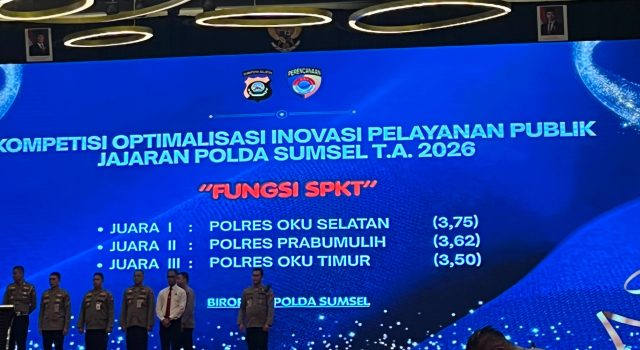 SPKT Polres OKU Timur Raih juara III dalam Kompetisi Optimalisasi Inovasi Pelayanan Publik Tingkat Polda